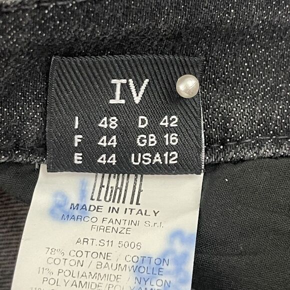 Legatte Jeans Womens 12 Black Charcoal Wash Vintage Floral Straight  Made Italy - Picture 3 of 11